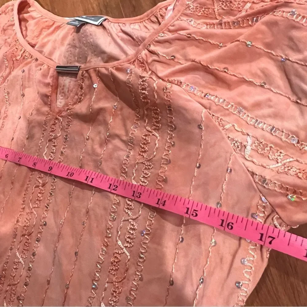 JM Collection orange sequin top - Picture 6 of 8